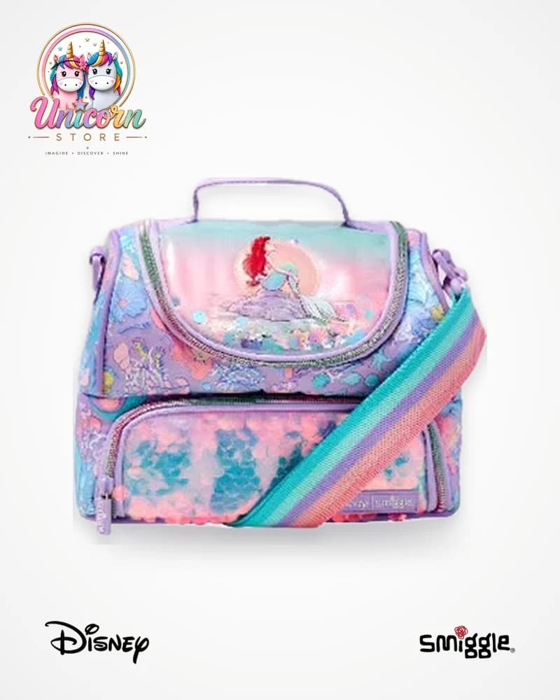 Pastel Disney Ariel two-deck lunch bag by Smiggle with a rainbow strap
